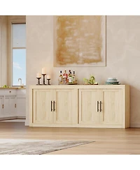 gaomon 70.8" Sideboard Buffet Cabinet with 4 Doors, Farmhouse Modern Coffee Bar Credenza