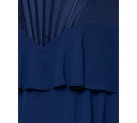 Blondie Nites Juniors' Sweetheart Chiffon Tiered Lace-Up Back Corset Ball Gown