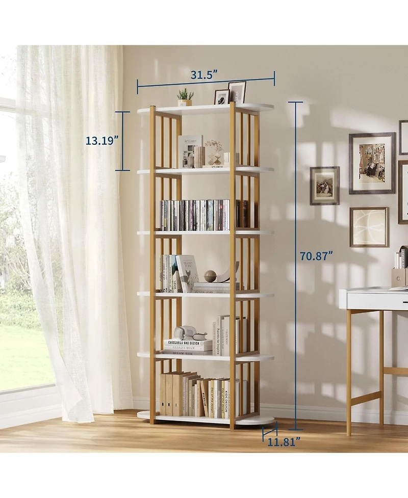 gaomon 6-Tier Wooden Bookshelf