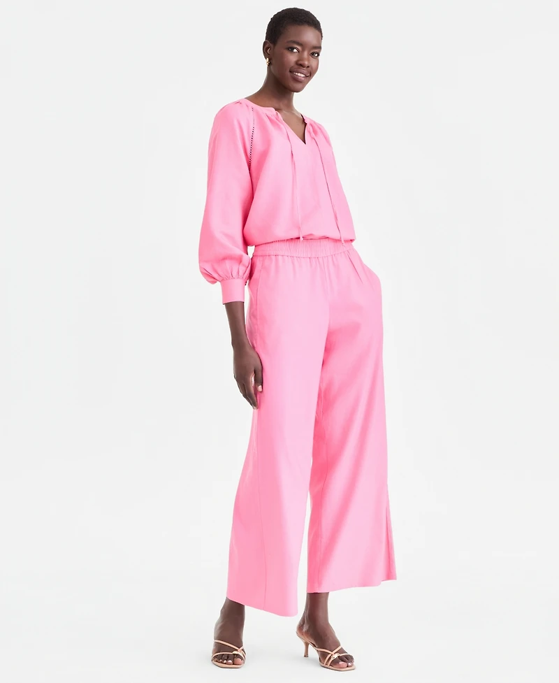 I.n.c. International Concepts Women's Long Sleeve Linen-Blend Blouse, Macy's Exclusive
