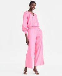 I.n.c. International Concepts Women's Long Sleeve Linen-Blend Blouse, Macy's Exclusive