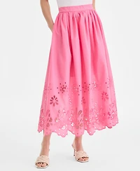 I.n.c. International Concepts Women's Cotton Eyelet Lace Midi Skirt, Macy's Exclusive
