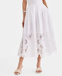 I.n.c. International Concepts Women's Cotton Eyelet Lace Midi Skirt, Macy's Exclusive