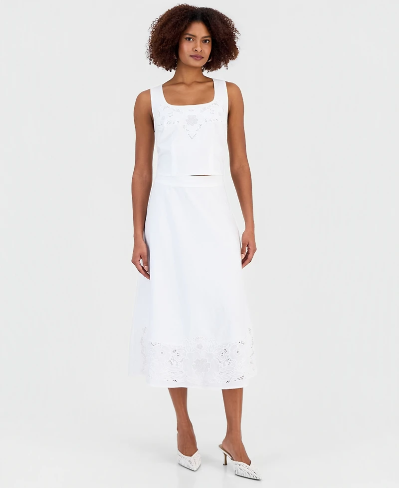 I.n.c. International Concepts Women's Floral Lace-Trim Midi Skirt, Macy's Exclusive