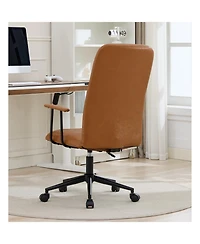 Streamdale Furniture Antique brown Pu leather office chair with armrest, high backrest, swivel