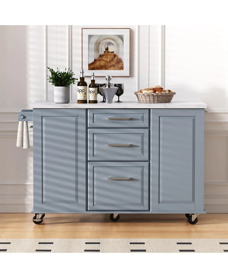 Streamdale Furniture "50.7 Kitchen Island with Storage, Tilt Trash Cabinet & Organizer"
