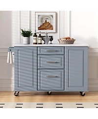 Streamdale Furniture "50.7 Kitchen Island with Storage, Tilt Trash Cabinet & Organizer"