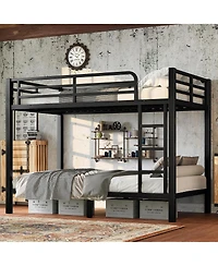 Streamdale Furniture Metal Twin over Twin Bunk Bed, Space-Saving, Noise Reduced, Black