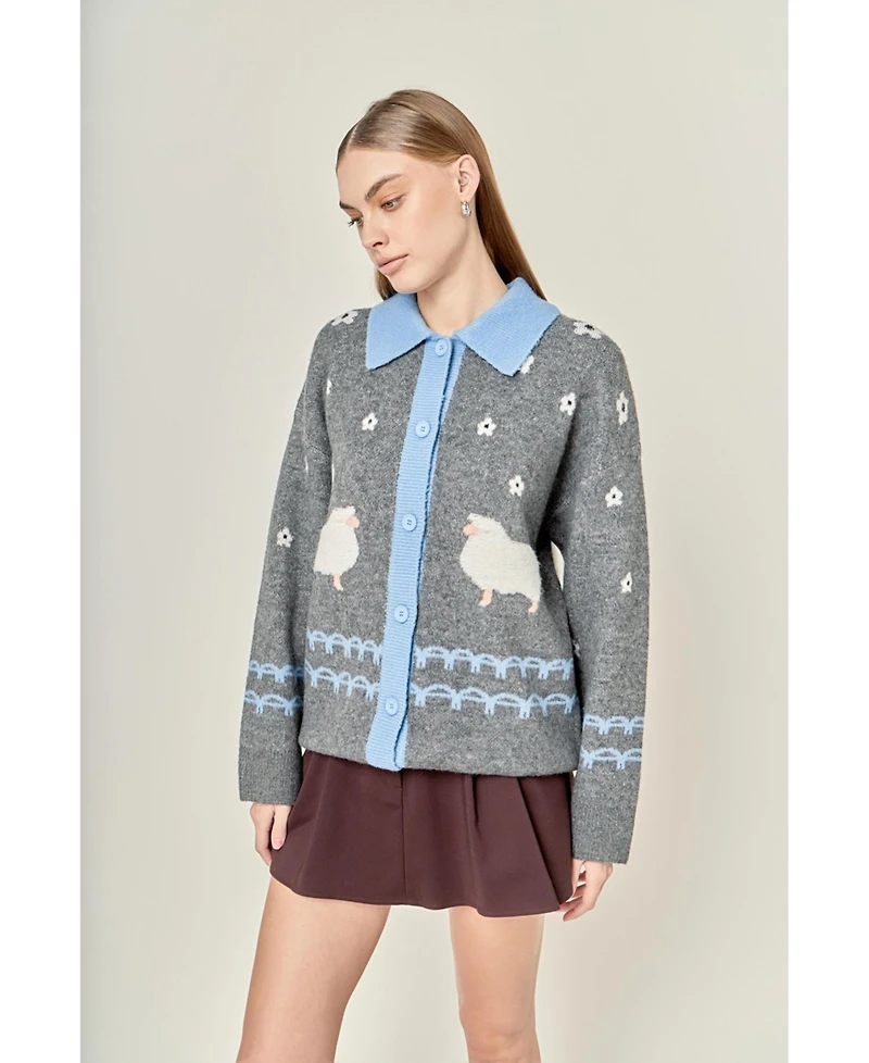 English Factory Women's Sheep Cardigan