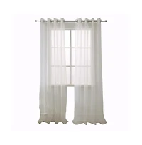 Rt Designers Collection Cara One Sheer Grommet Light Filtering Curtain Panel 54" x 90" Beige