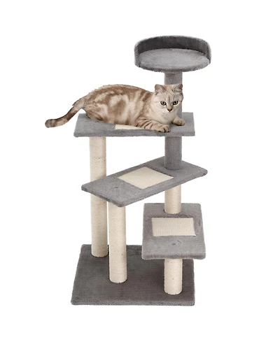 Zeus & Ruta Gray 40" 5-Level Revolving Stair Cat Tree Scratcher