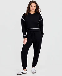 And Now This Petite Whipstitch Scuba Crewneck Top, Macy's Exclusive