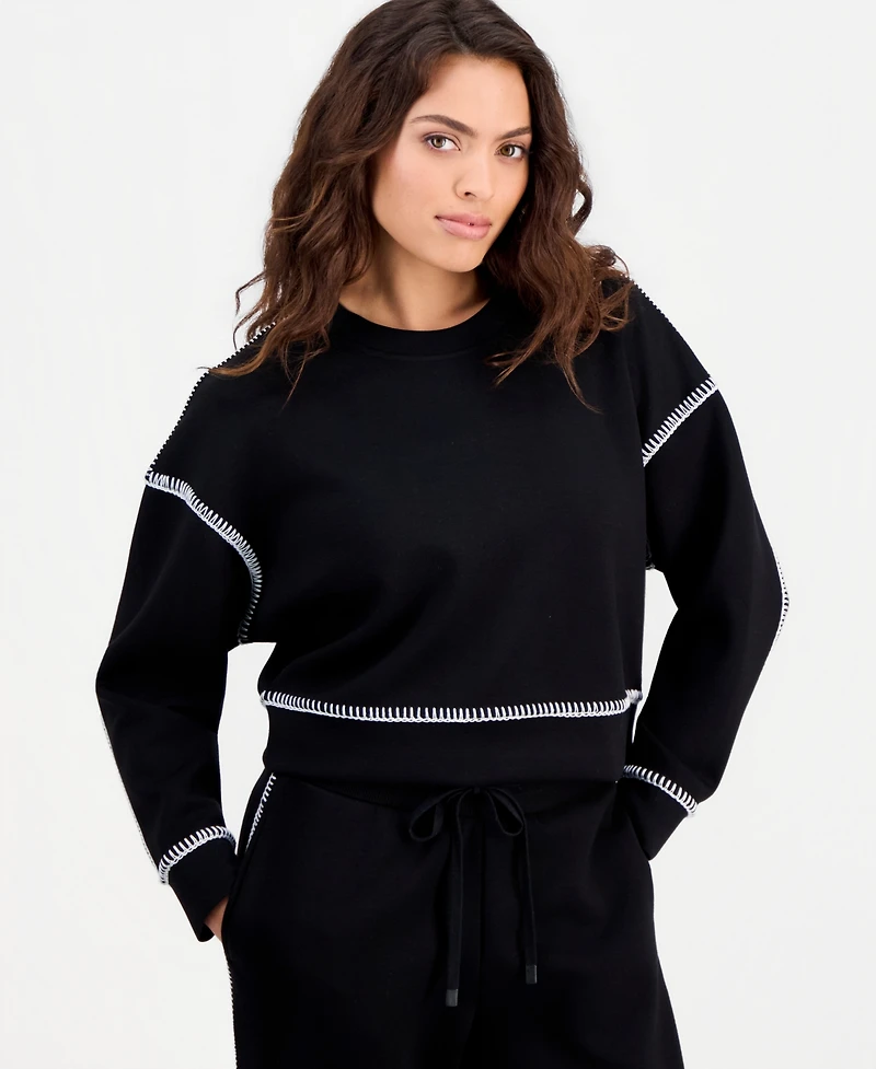 And Now This Petite Whipstitch Scuba Crewneck Top, Macy's Exclusive