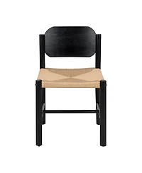 Streamdale Wooden Dining Chairs with Beige Paper Rope Seat, Set of 2