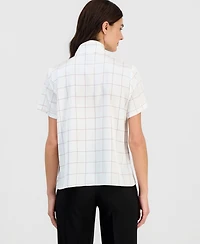 Kasper Women's Printed Satin Sleeveless Tie Blouse