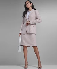 Calvin Klein Petite One-Button Tweed Jacket