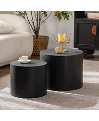 Streamdale Furniture Nesting Coffee Table Set of 2 Round Wooden Modern Tables for Small Spaces
