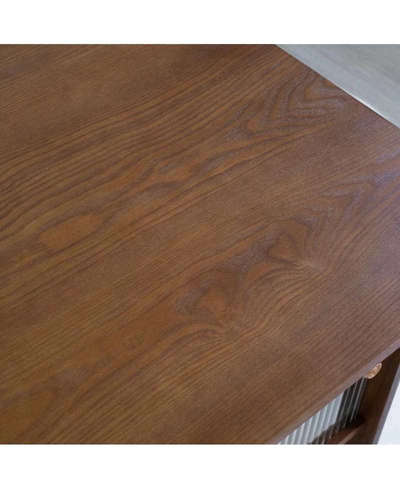 Streamdale Furniture Modern minimalist 47-inch coffee table with storage and glass doors, Brown