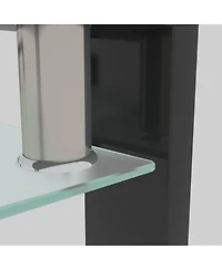 Streamdale Rectangle Glass Coffee Table, Clear, Modern Side Center Table