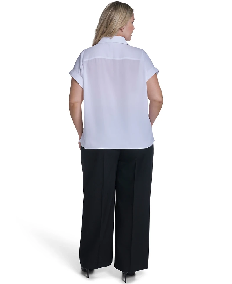 Calvin Klein Plus Short-Sleeve Camp Button-Down Shirt