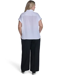 Calvin Klein Plus Short-Sleeve Camp Button-Down Shirt