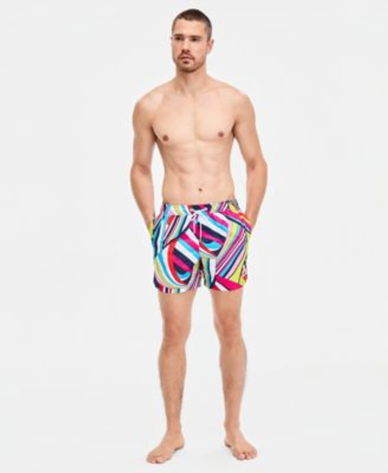 Karl Lagerfeld Paris Mens Logo Patch Volley Shorts Short Sleeve Arch Logo Rash Guard