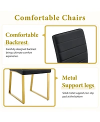 Streamdale Marble patterned glass dining set w/ gold decor: 63" table + 6 chairs.