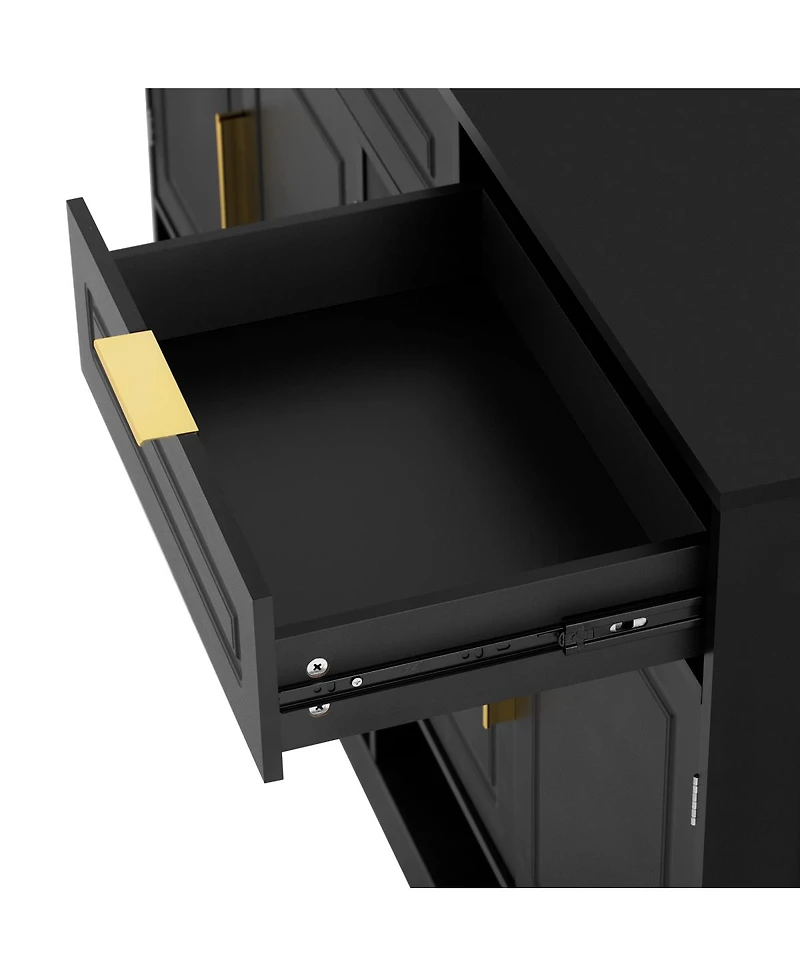 Streamdale Furniture Farmhouse Sideboard with 3 Drawers, 4 Doors, 59.1" Storage Buffet