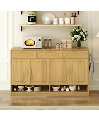 Streamdale Furniture Farmhouse Sideboard with 3 Drawers, 4 Doors, 59.1" Storage Buffet