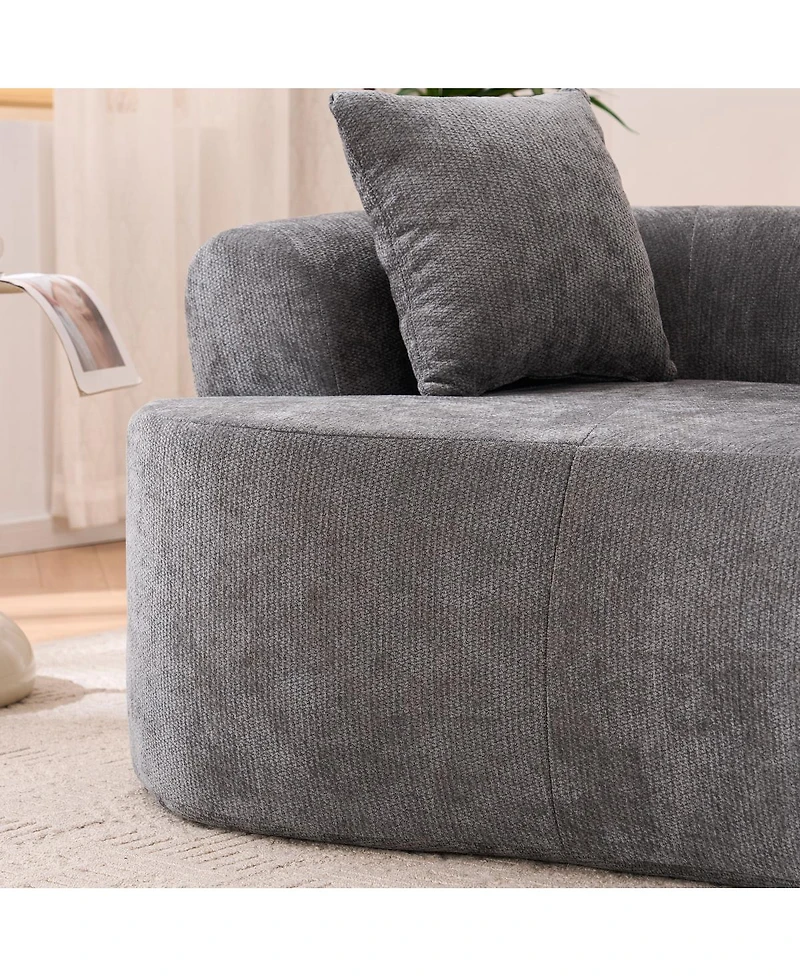 Streamdale Furniture Crescent sofa: Self-inflating, deep-cushioned, 3-seater, no assembly. (Gray)