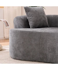 Streamdale Furniture Crescent sofa: Self-inflating, deep-cushioned, 3-seater, no assembly. (Gray)