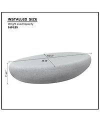 Streamdale Furniture Fiberglass Elliptical Coffee Table for Living Room, Vintage Matte Rocks Table