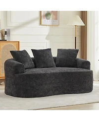 Streamdale Furniture Curved Loveseat with 3 Pillows, Deep Seat Couch for Apartment