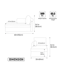 Streamdale Furniture Modular Sofa Bed with Cushions - Chenille Fabric, Metal Legs - Green-l