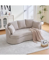 Streamdale Furniture 73.82" Wide Curved Sofa, Modern Plush Chenille Extra-Deep Seat, 4 Removable Cushions, Taupe