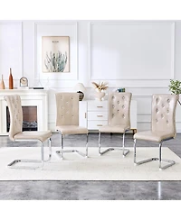 Streamdale Furniture Set of Retro Alligator Upholstered Dining Chairs with Crystal Buckle & Faux Leather