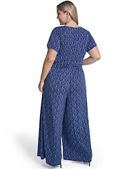Vince Camuto Plus Cap-Sleeve V-Neck Jumpsuit