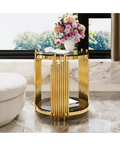 Streamdale Furniture Modern End Table with Gold Finish