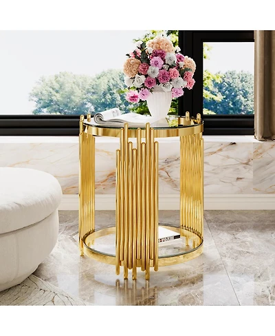 Streamdale Furniture Modern End Table with Gold Finish