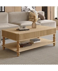 Streamdale Furniture Lift Top Fluted Coffee Table with Hidden Storage, Roman Column Legs