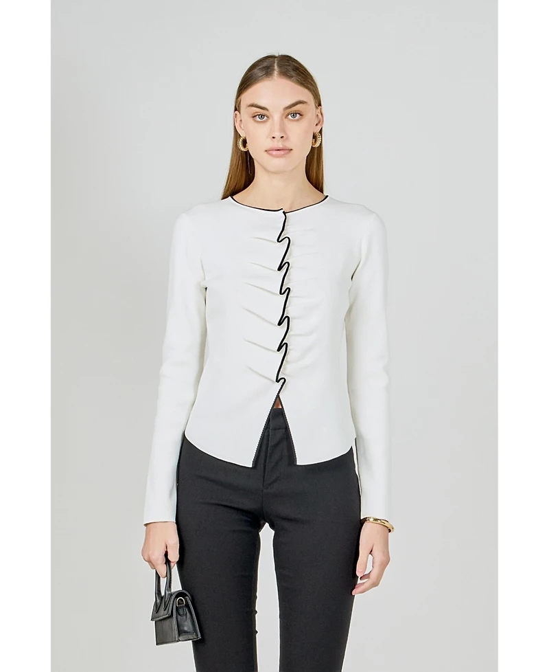 endless rose Women's Ruffle Draped Knit Top