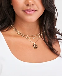 Style & Co Stone Inlay Layered Pendant Necklace, 17" + 3" extender, Macy's Exclusive