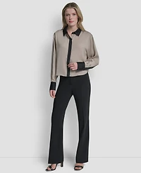 Dkny Petite Patch Work Button-Up Top