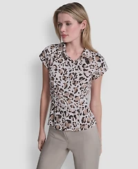 Dkny Petite Knit Button Down Camp Shirt