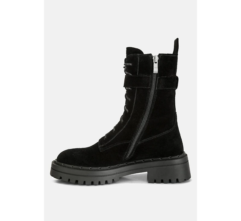 Kasper Womens Suede Chunky high ankle Lug Boots