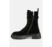 Kasper Womens Suede Chunky high ankle Lug Boots