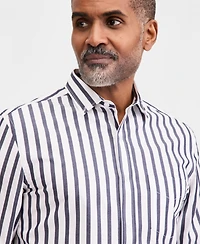 Club Room Men's Long Sleeve Poplin Shirt - Stripe Yd