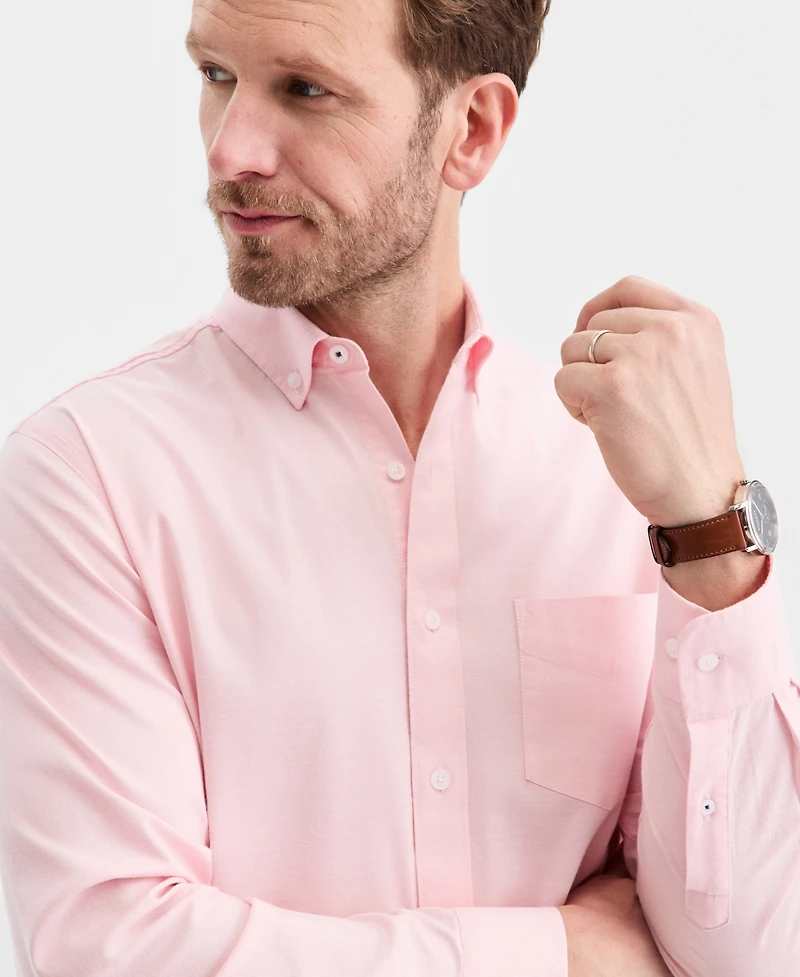 Club Room Men's Solid Stretch Oxford Cotton Shirt, Created for Macy's