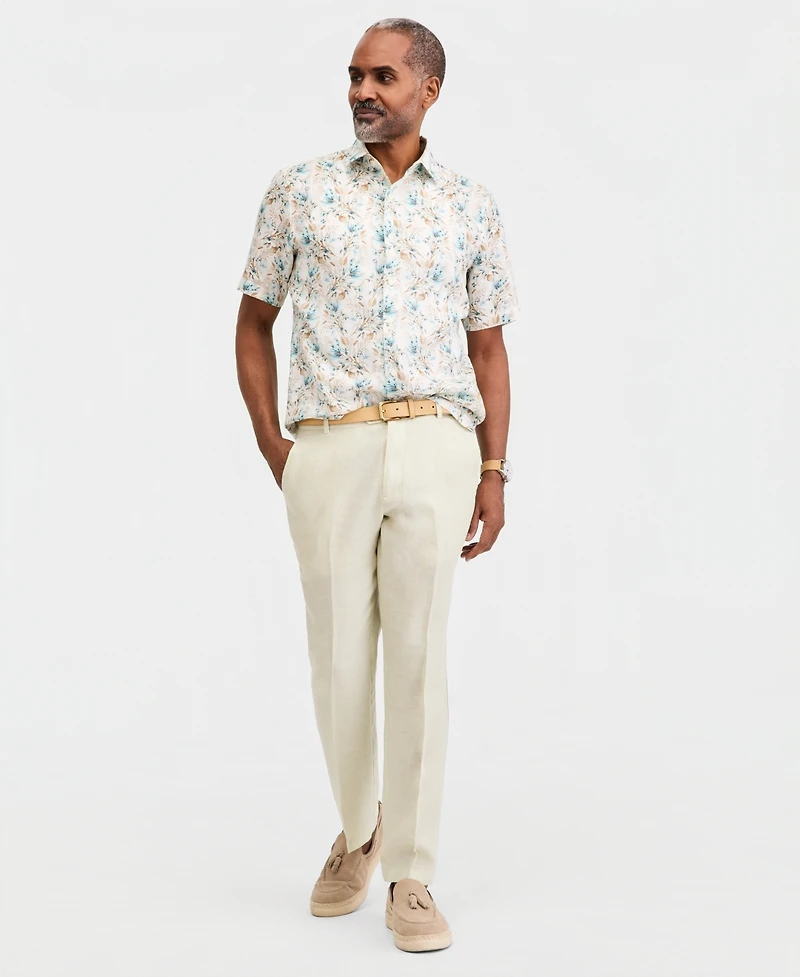 Club Room Men's Floral Linen Short-Sleeve Shirt, Macy's Exclusive - Oleo Print