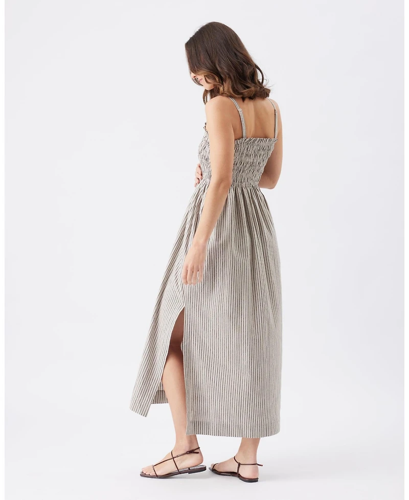 Ripe Maternity Women's Leo Stripe Shirred Dress Natural / Black